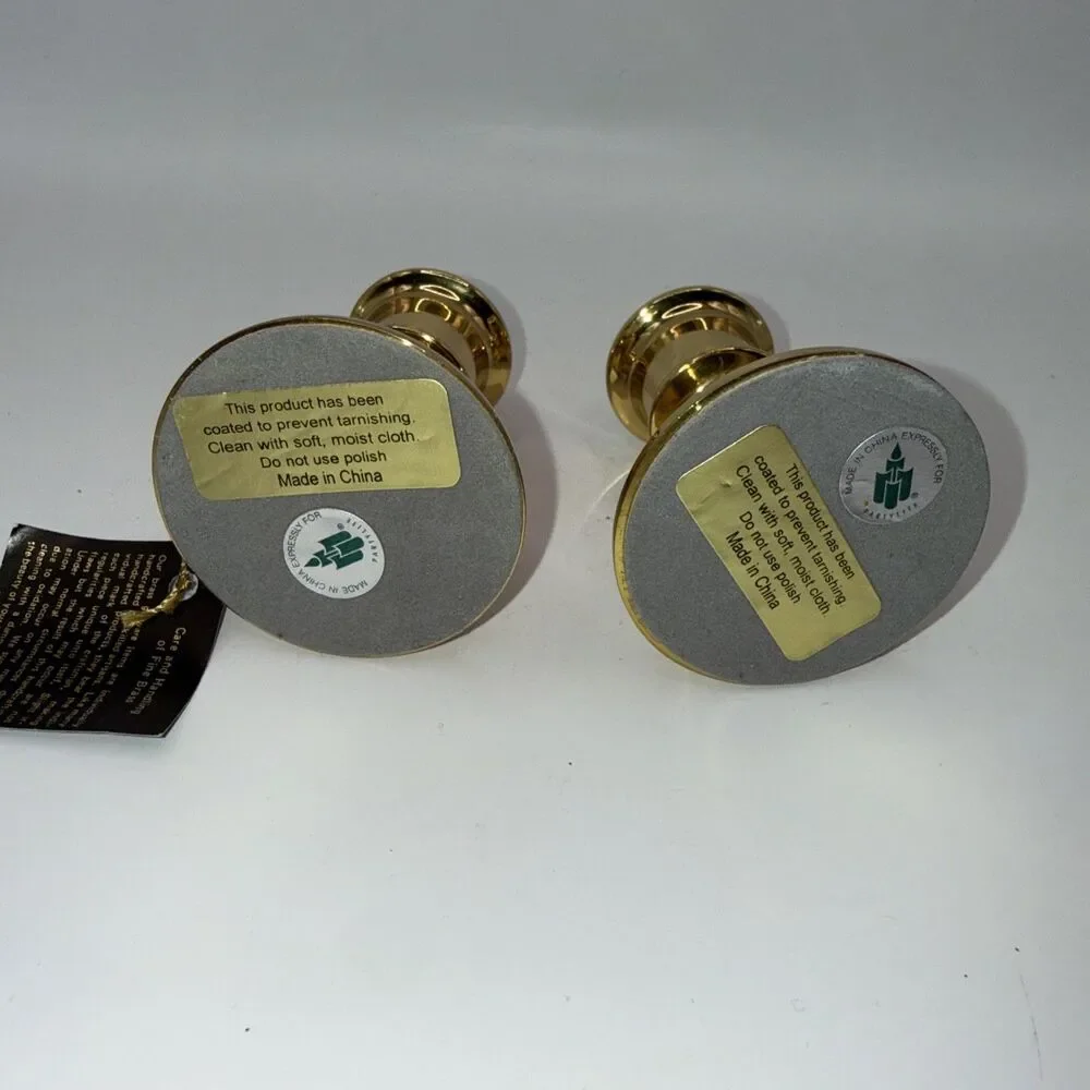 2 Vintage Brass 2.5”H Candle Holders ‘PARTYLITE’ For Tapers Thumb Handles - Picture 3 of 5